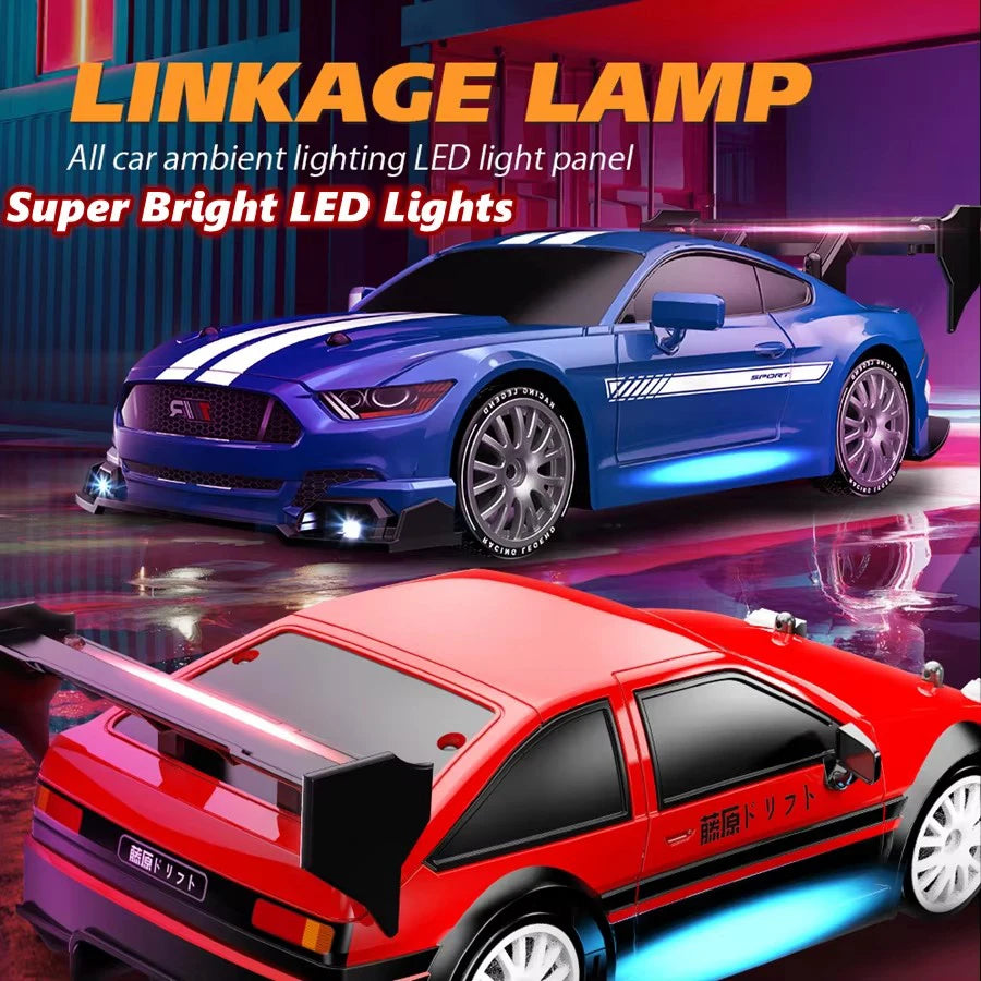 RC Mustang Drift Racer – 4WD High-Speed Car with Replaceable Wheels (1:24 Scale)