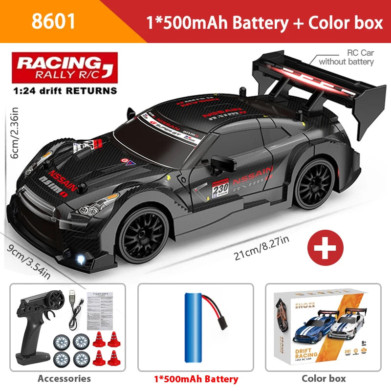 RC Mustang Drift Racer – 4WD High-Speed Car with Replaceable Wheels (1:24 Scale)