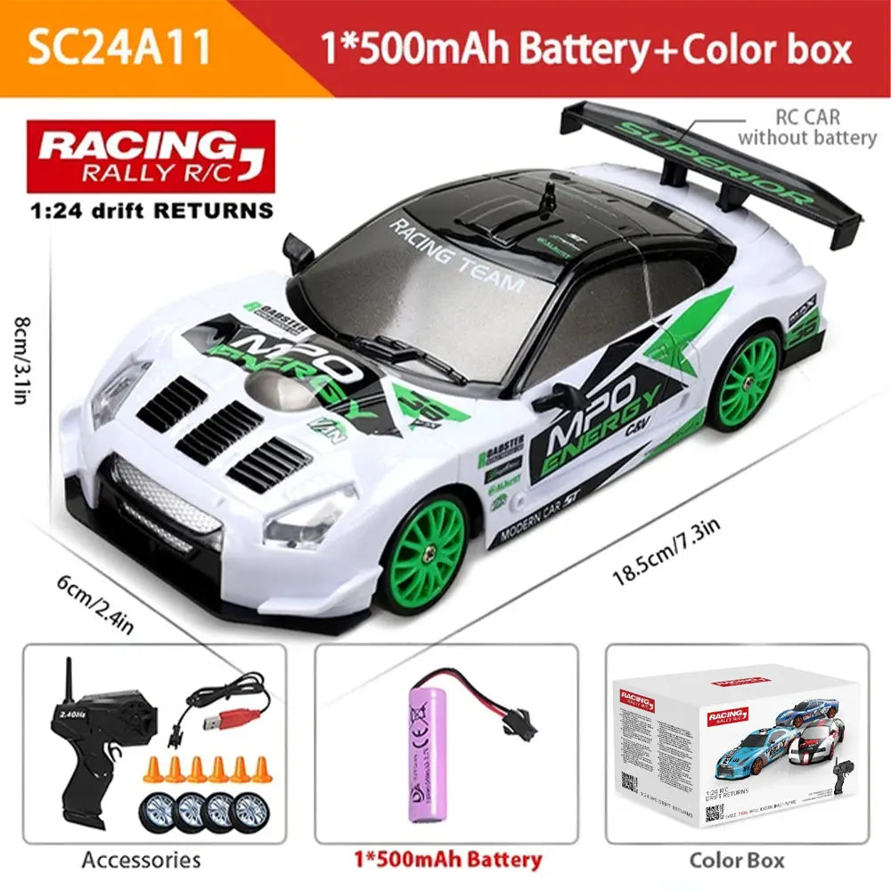 RC Mustang Drift Racer – 4WD High-Speed Car with Replaceable Wheels (1:24 Scale)
