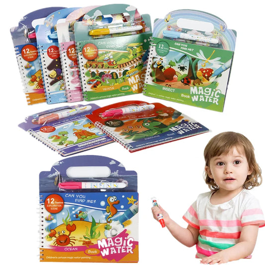 Reusable Magic Water Drawing Book – Montessori Coloring Fun for Toddlers & Kids
